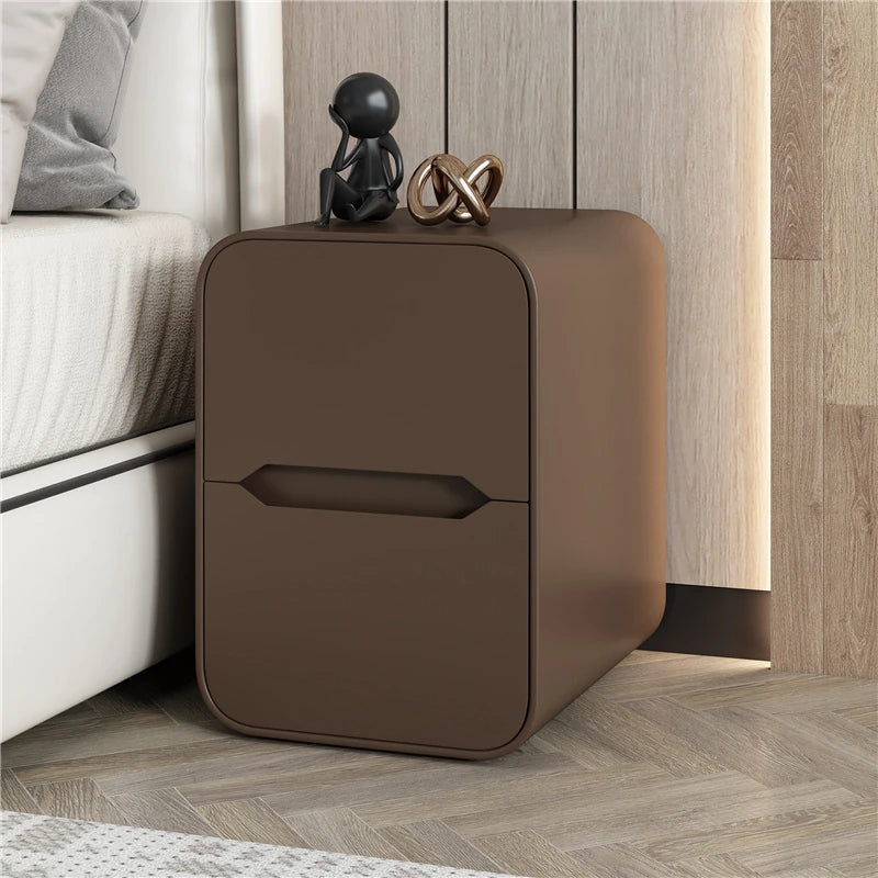 Modern Pine Nightstand with PU Leather Finish - Stylish Storage Solution for Your Bedroom fmxjs-5340