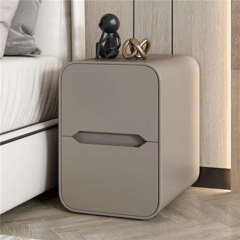 Modern Pine Nightstand with PU Leather Finish - Stylish Storage Solution for Your Bedroom fmxjs-5340
