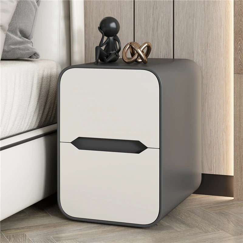 Modern Pine Nightstand with PU Leather Finish - Stylish Storage Solution for Your Bedroom fmxjs-5340