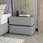 Stylish Pine Nightstand with PU Leather Finish - Modern Two-Drawer Storage Solution for Bedroom Decor fmxjs-5342