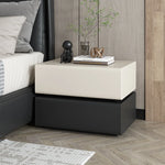 Stylish Pine Nightstand with PU Leather Finish - Modern Two-Drawer Storage Solution for Bedroom Decor fmxjs-5342