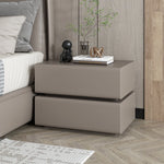 Stylish Pine Nightstand with PU Leather Finish - Modern Two-Drawer Storage Solution for Bedroom Decor fmxjs-5342