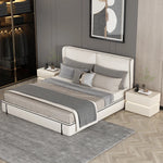 Stylish Pine Nightstand with PU Leather Finish - Modern Two-Drawer Storage Solution for Bedroom Decor fmxjs-5342