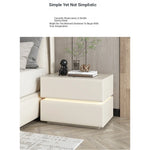 Stylish Pine Nightstand with PU Leather Finish - Modern Two-Drawer Storage Solution for Bedroom Decor fmxjs-5342