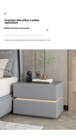 Stylish Pine Nightstand with PU Leather Finish - Modern Two-Drawer Storage Solution for Bedroom Decor fmxjs-5342