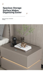 Stylish Pine Nightstand with PU Leather Finish - Modern Two-Drawer Storage Solution for Bedroom Decor fmxjs-5342