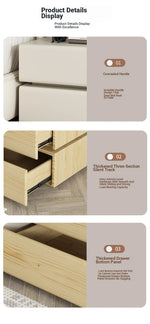 Stylish Pine Nightstand with PU Leather Finish - Modern Two-Drawer Storage Solution for Bedroom Decor fmxjs-5342