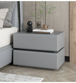 Stylish Pine Nightstand with PU Leather Finish - Modern Two-Drawer Storage Solution for Bedroom Decor fmxjs-5342