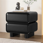 Modern Black Pine Nightstand with PU Leather Finish - Stylish Storage for Bedroom fmxjs-5343