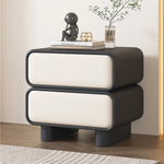 Modern Black Pine Nightstand with PU Leather Finish - Stylish Storage for Bedroom fmxjs-5343