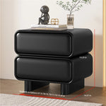 Modern Black Pine Nightstand with PU Leather Finish - Stylish Storage for Bedroom fmxjs-5343