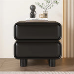 Modern Black Pine Nightstand with PU Leather Finish - Stylish Storage for Bedroom fmxjs-5343