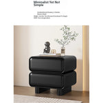 Modern Black Pine Nightstand with PU Leather Finish - Stylish Storage for Bedroom fmxjs-5343