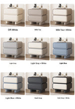 Modern Black Pine Nightstand with PU Leather Finish - Stylish Storage for Bedroom fmxjs-5343