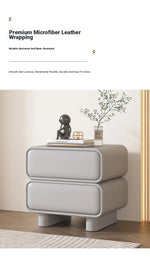 Modern Black Pine Nightstand with PU Leather Finish - Stylish Storage for Bedroom fmxjs-5343