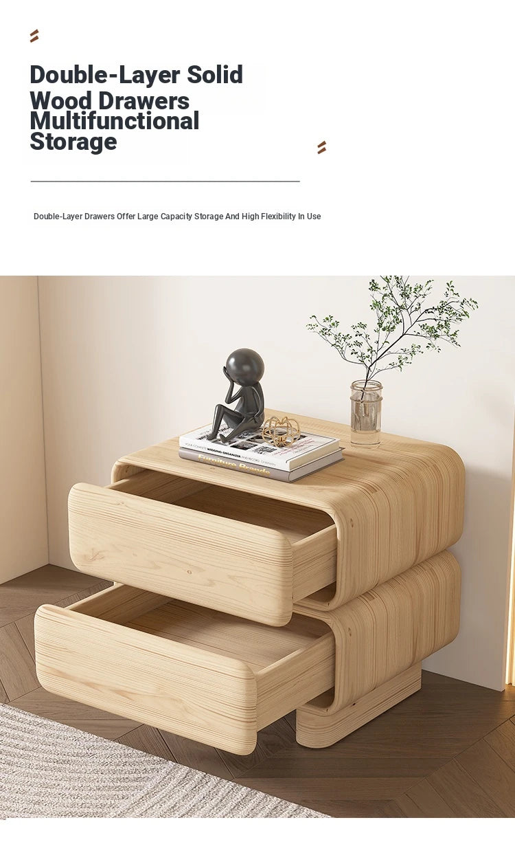 Modern Black Pine Nightstand with PU Leather Finish - Stylish Storage for Bedroom fmxjs-5343