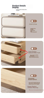 Modern Black Pine Nightstand with PU Leather Finish - Stylish Storage for Bedroom fmxjs-5343