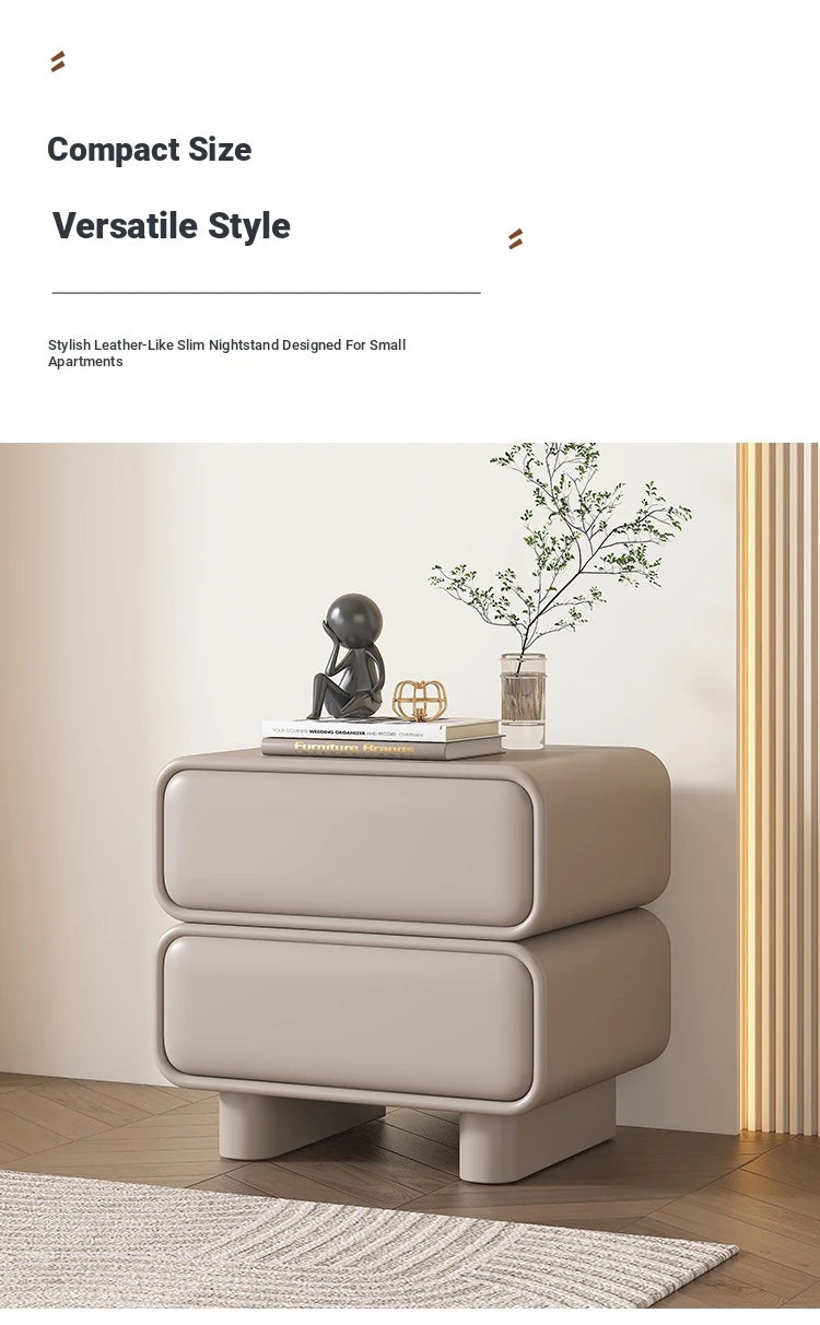 Modern Black Pine Nightstand with PU Leather Finish - Stylish Storage for Bedroom fmxjs-5343