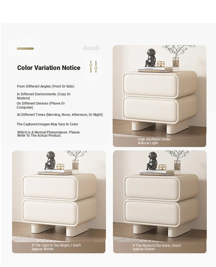 Modern Black Pine Nightstand with PU Leather Finish - Stylish Storage for Bedroom fmxjs-5343