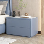 Modern Pine Nightstand with Sintered Stone Top and PU Leather Finish - Stylish Storage Solution for Your Bedroom fmxjs-5344