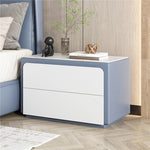 Modern Pine Nightstand with Sintered Stone Top and PU Leather Finish - Stylish Storage Solution for Your Bedroom fmxjs-5344