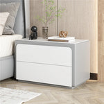 Modern Pine Nightstand with Sintered Stone Top and PU Leather Finish - Stylish Storage Solution for Your Bedroom fmxjs-5344