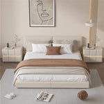 Chic Pine Nightstand with PU Leather Finish and Soft LED Accent Lighting fmxjs-5345