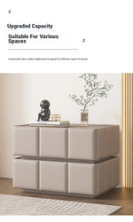 Chic Pine Nightstand with PU Leather Finish and Soft LED Accent Lighting fmxjs-5345