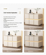 Chic Pine Nightstand with PU Leather Finish and Soft LED Accent Lighting fmxjs-5345