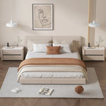 Modern Pine Nightstand with Sintered Stone Top and PU Leather Drawer - Stylish Storage Solution for Your Bedroom fmxjs-5346