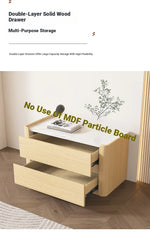 Modern Pine Nightstand with Sintered Stone Top and PU Leather Drawer - Stylish Storage Solution for Your Bedroom fmxjs-5346