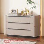 Sleek Pine Sintered Stone Cabinet with PU Leather Touch - Modern 3-Drawer Storage Solution for Contemporary Home Decor fmxjs-5348