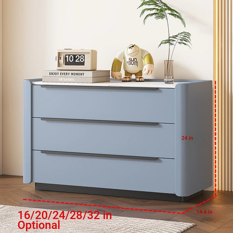 Sleek Pine Sintered Stone Cabinet with PU Leather Touch - Modern 3-Drawer Storage Solution for Contemporary Home Decor fmxjs-5348