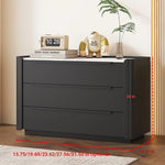 Sleek Pine Sintered Stone Cabinet with PU Leather Touch - Modern 3-Drawer Storage Solution for Contemporary Home Decor fmxjs-5348