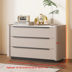 Sleek Pine Sintered Stone Cabinet with PU Leather Touch - Modern 3-Drawer Storage Solution for Contemporary Home Decor fmxjs-5348