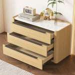 Sleek Pine Sintered Stone Cabinet with PU Leather Touch - Modern 3-Drawer Storage Solution for Contemporary Home Decor fmxjs-5348