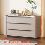 Sleek Pine Sintered Stone Cabinet with PU Leather Touch - Modern 3-Drawer Storage Solution for Contemporary Home Decor fmxjs-5348