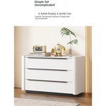 Sleek Pine Sintered Stone Cabinet with PU Leather Touch - Modern 3-Drawer Storage Solution for Contemporary Home Decor fmxjs-5348