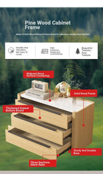 Sleek Pine Sintered Stone Cabinet with PU Leather Touch - Modern 3-Drawer Storage Solution for Contemporary Home Decor fmxjs-5348