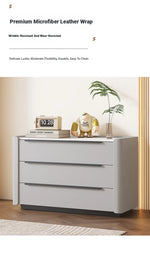 Sleek Pine Sintered Stone Cabinet with PU Leather Touch - Modern 3-Drawer Storage Solution for Contemporary Home Decor fmxjs-5348