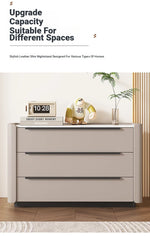 Sleek Pine Sintered Stone Cabinet with PU Leather Touch - Modern 3-Drawer Storage Solution for Contemporary Home Decor fmxjs-5348