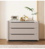 Sleek Pine Sintered Stone Cabinet with PU Leather Touch - Modern 3-Drawer Storage Solution for Contemporary Home Decor fmxjs-5348