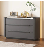 Sleek Pine Sintered Stone Cabinet with PU Leather Touch - Modern 3-Drawer Storage Solution for Contemporary Home Decor fmxjs-5348
