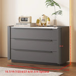 Sleek Pine Sintered Stone Cabinet with PU Leather Touch - Modern 3-Drawer Storage Solution for Contemporary Home Decor fmxjs-5348