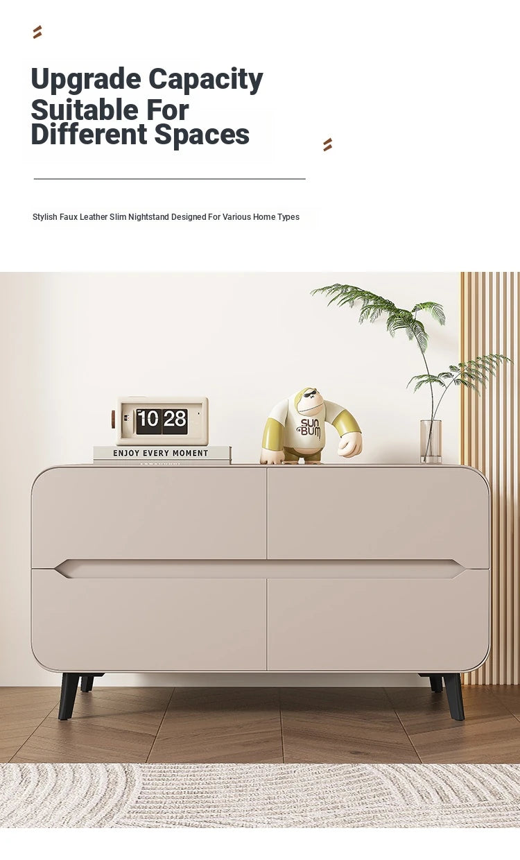 Modern Pine PU Leather Cabinet with Sleek Design and Ample Storage - Perfect for Home Decor and Organization fmxjs-5349