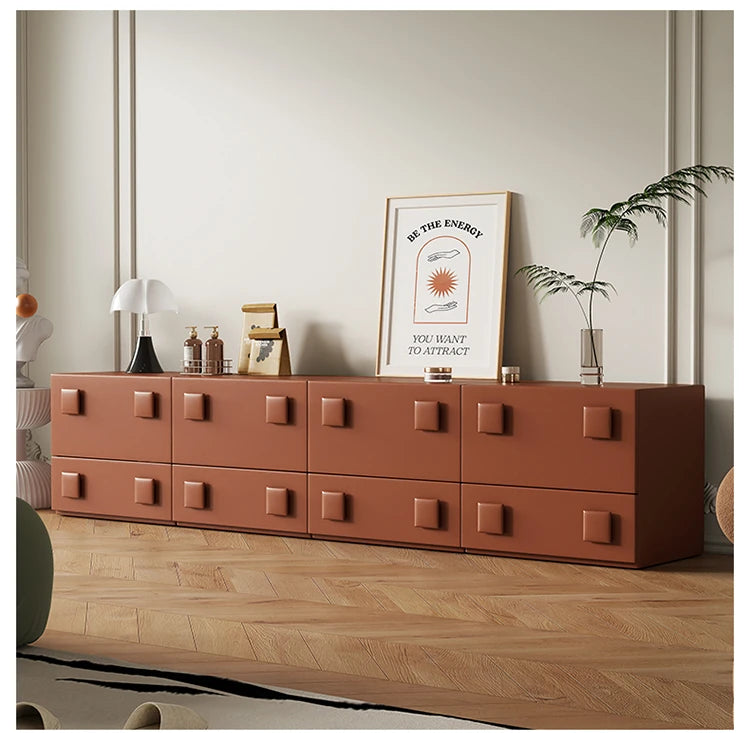 Stylish Pine Multi-Layer Board Cabinet with Synthetic Leather Finish - Modern Storage Solution for Any Space fmxjs-5350