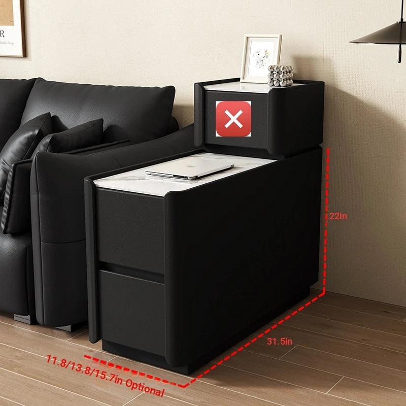 Elegant Pine Multi-layer Board Coffee Table with Sintered Stone Top and Synthetic Leather Finish - Modern Living Room Furniture fmxjs-5351