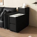 Elegant Pine Multi-layer Board Coffee Table with Sintered Stone Top and Synthetic Leather Finish - Modern Living Room Furniture fmxjs-5351