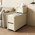 Elegant Pine Multi-layer Board Coffee Table with Sintered Stone Top and Synthetic Leather Finish - Modern Living Room Furniture fmxjs-5351