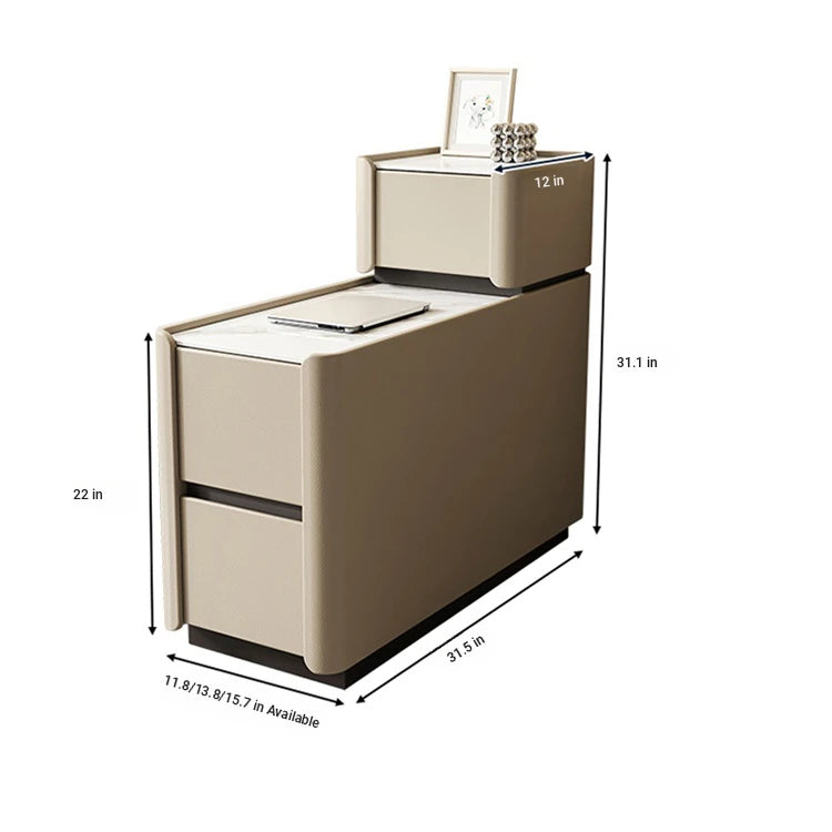 Elegant Pine Multi-layer Board Coffee Table with Sintered Stone Top and Synthetic Leather Finish - Modern Living Room Furniture fmxjs-5351